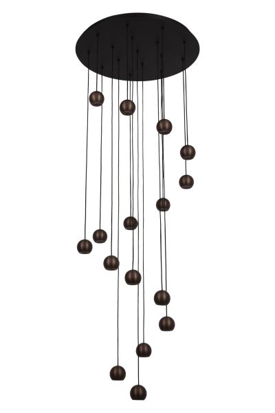 Lucide MONTANA - Pendant light - LED Dim. - CCT - 16x5,7W 2700K/4000K - Suitable for double-height spaces and high ceiling - Coffee - Premium